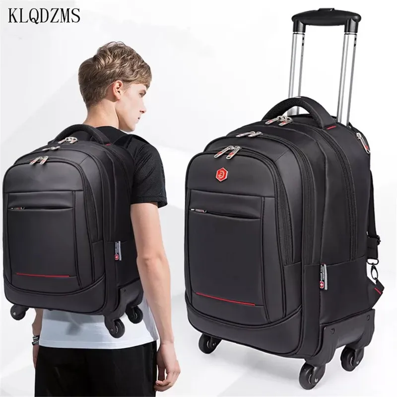 KLQDZMS 18’’22 Inch Oxford  Hot Sell Trolley Backpack  On Wheels Creative Suitcase Bag  Multifunctional Spinner Rolling Luggage