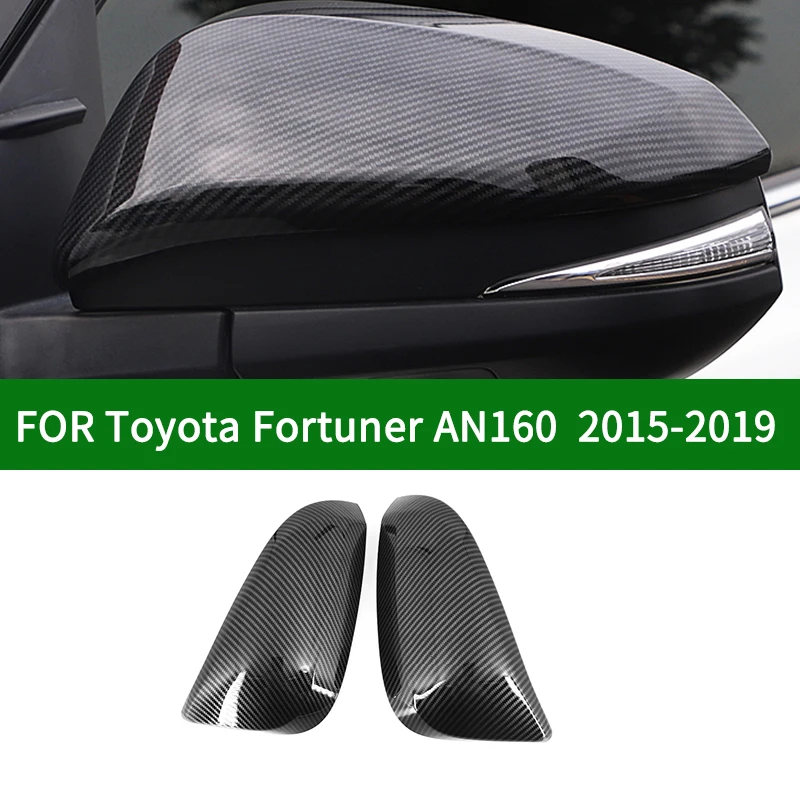 

For Toyota Fortuner SW4 AN160 2015-2019 car Rearview mirror cover trim, black carbon fibre Side Turn Signal Mirror Covers 2016