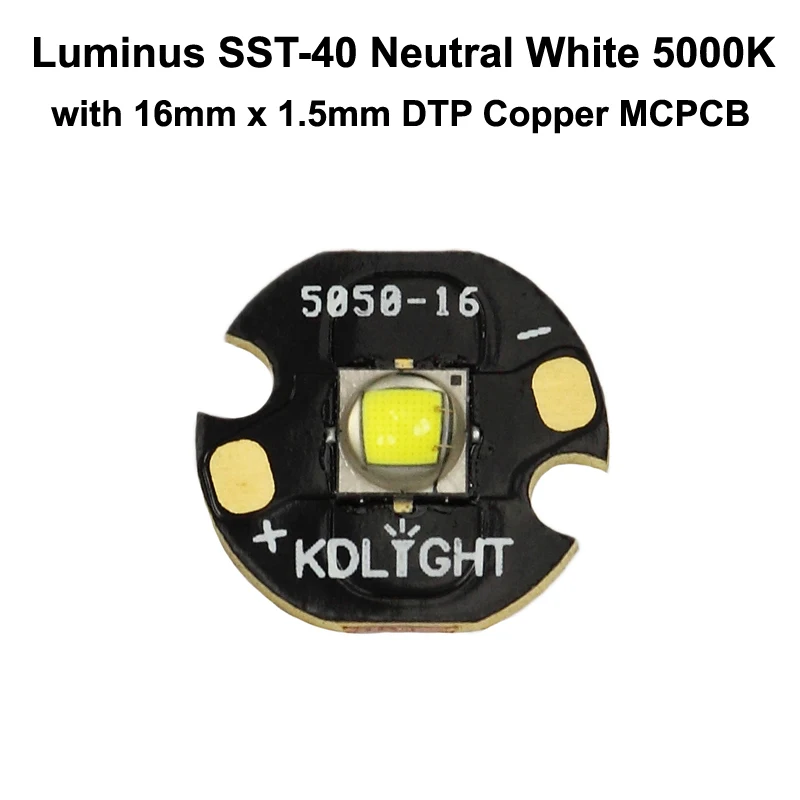 Luminus SST-40 N5 DD Neutral White 5000K LED Emitter with KDLITKER 16mm / 20mm DTP Copper MCPCB