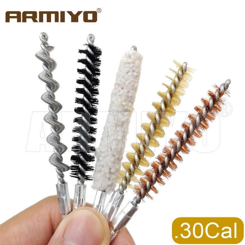 Armiyo.22cal 5.56mm.30cal 7.62mm Schlauch-Hartrohr-Kohlenstoffablagerungs-Bohrungsreinigungsbürsten-Set Eisen PU-Kabelgewinde 8-32 Jagd – Detail 2