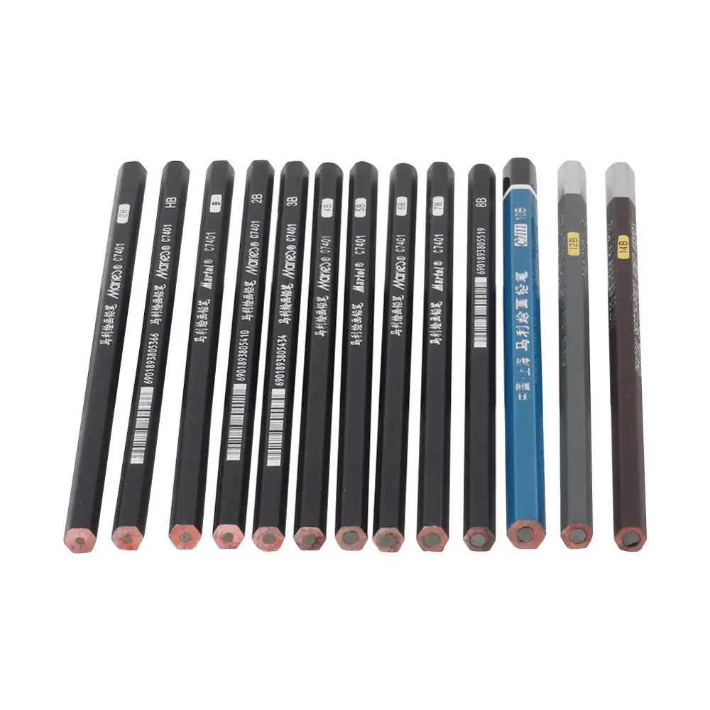 13 Pcs/set Drawing Sketch Pencils 2B/3B/4B/5B/6B/7B/8B/10B/12B/14B/B/HB/2H Honed Sketch Charcoal Pencils Painting Pencil