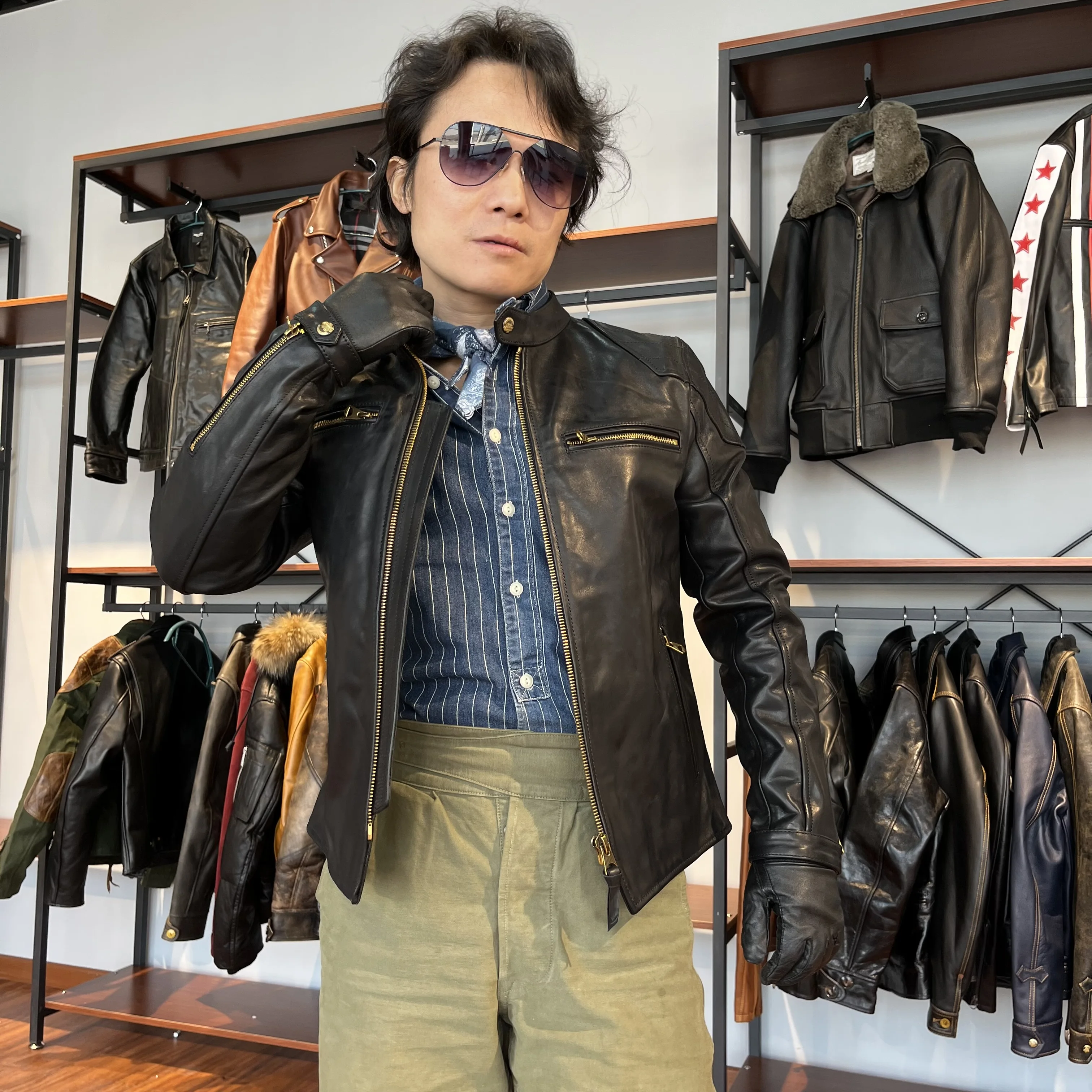 CDJ-88  Cidu Read Description! Asian Size Super Quality Genuine Japan Horse Leather Horsehide Stylish Rider Jacket