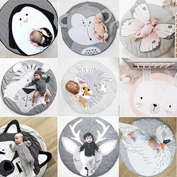 Cartoon Animals Baby Play Mat Kids Crawling Blanket Pad Round Carpet Rug Toys Cotton Home Baby Children Room Decor Photo Props