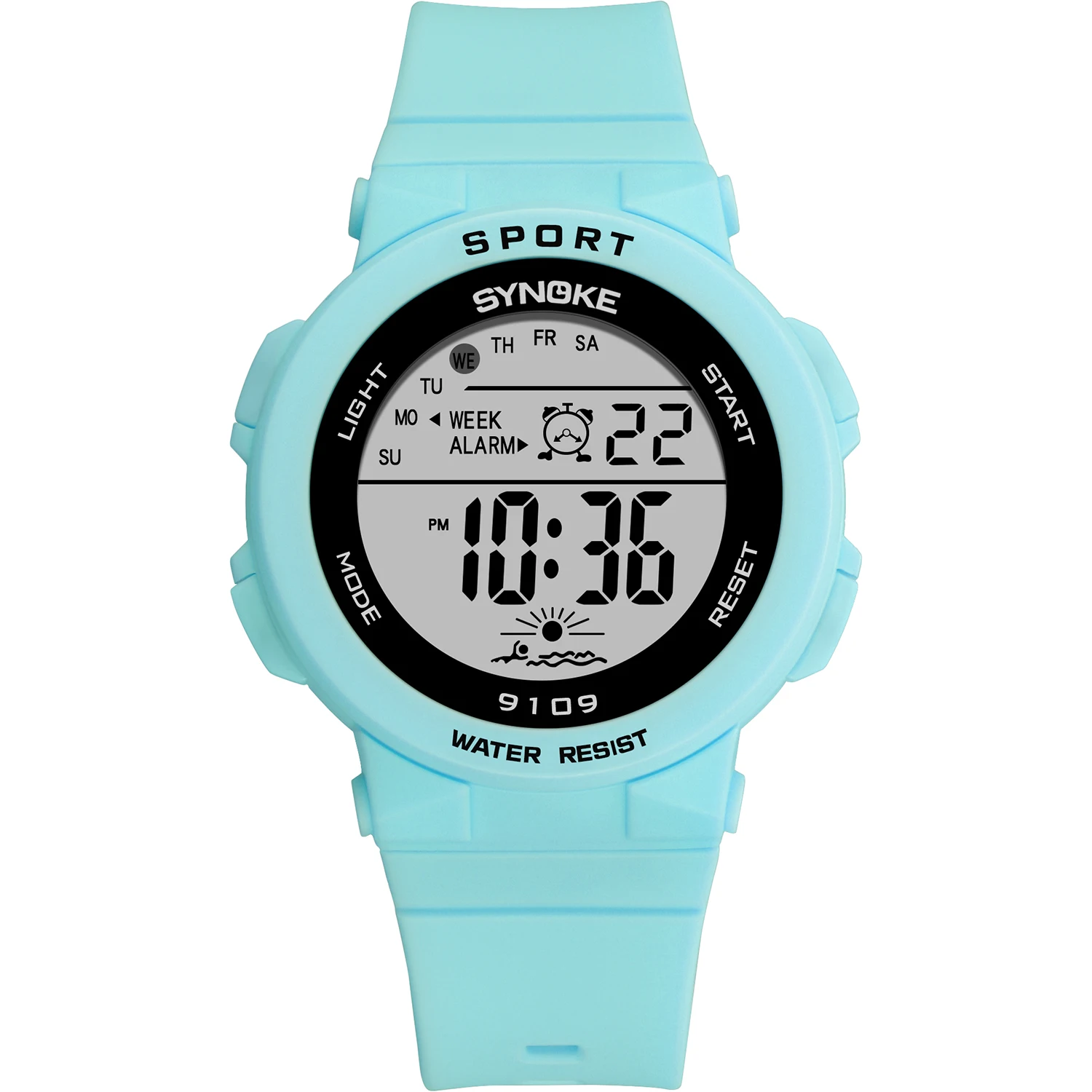 SYNOKE-relojes digitales para mujer, cronógrafo con pantalla LED, resistente al agua, correa de silicona, femenino