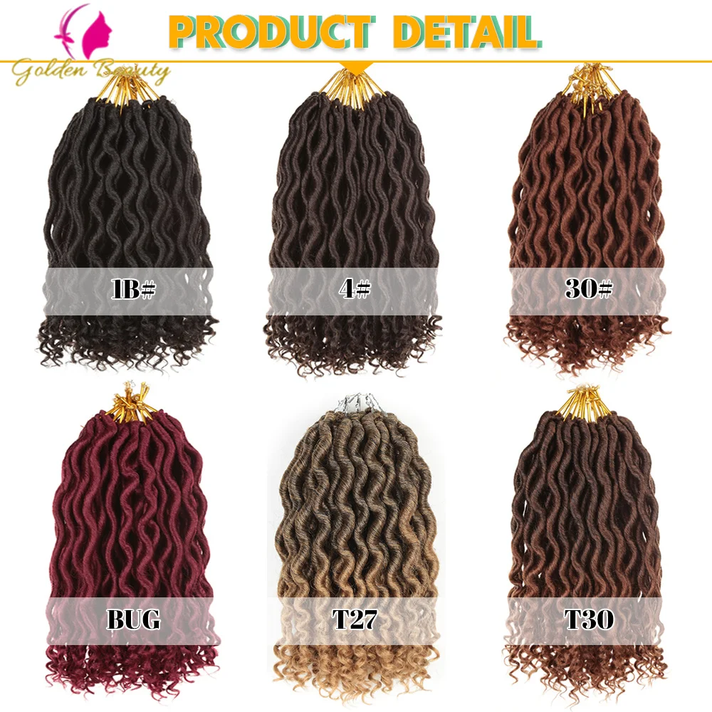 12Inch Pre-Stretched Wavy Goddess Faux Locs Crochet Hair Soft Curly Ends Natural Synthetic Hair Extensions