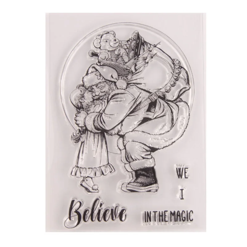 

1 шт. Санта Клаус прозрачный силиконовый штамп уплотнение для скрапбукинга "сделай сам", прессованная резиновая штампованная раскраска тиснение украшение для дневника многоразового использования