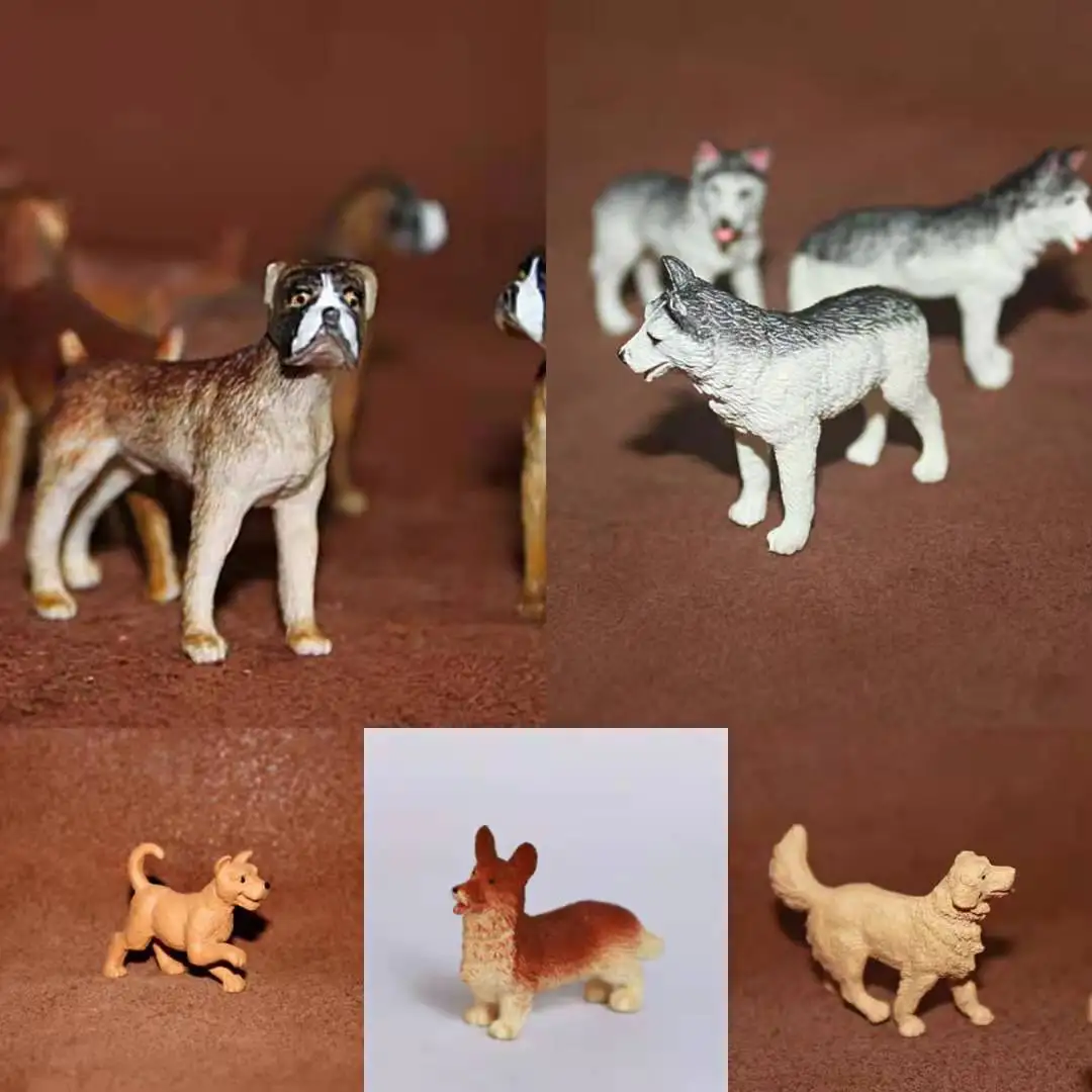 Simulation Pet Small Animal Dog Model Cute Golden Retriever Siberian Husky Corgi Puppy Miniatures Action Figure Figurines Toys