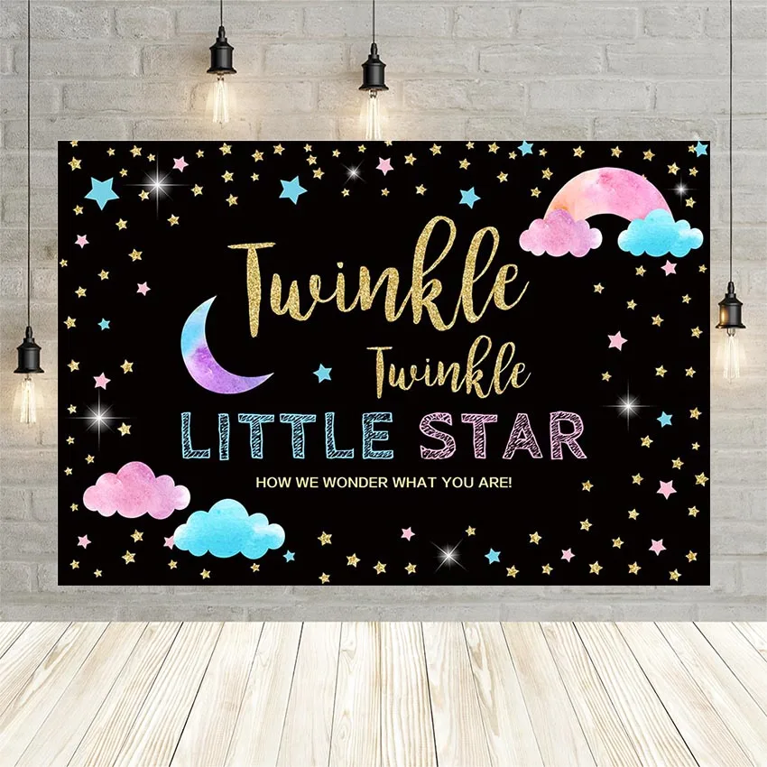 

Avezano Twinkle Little Star Gender Reveal Party Photography Background Pink Blue Starry Sky Newborn Backdrop Photo Studio Banner