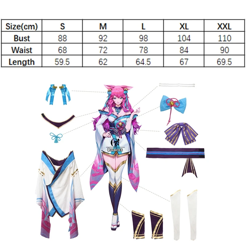 ROLECOS LOL Spirit Blossom Ahri Cosplay Costume Game LOL Ahri Cosplay Costume Sexy The Nine-Tailed Fox Women Dress Halloween