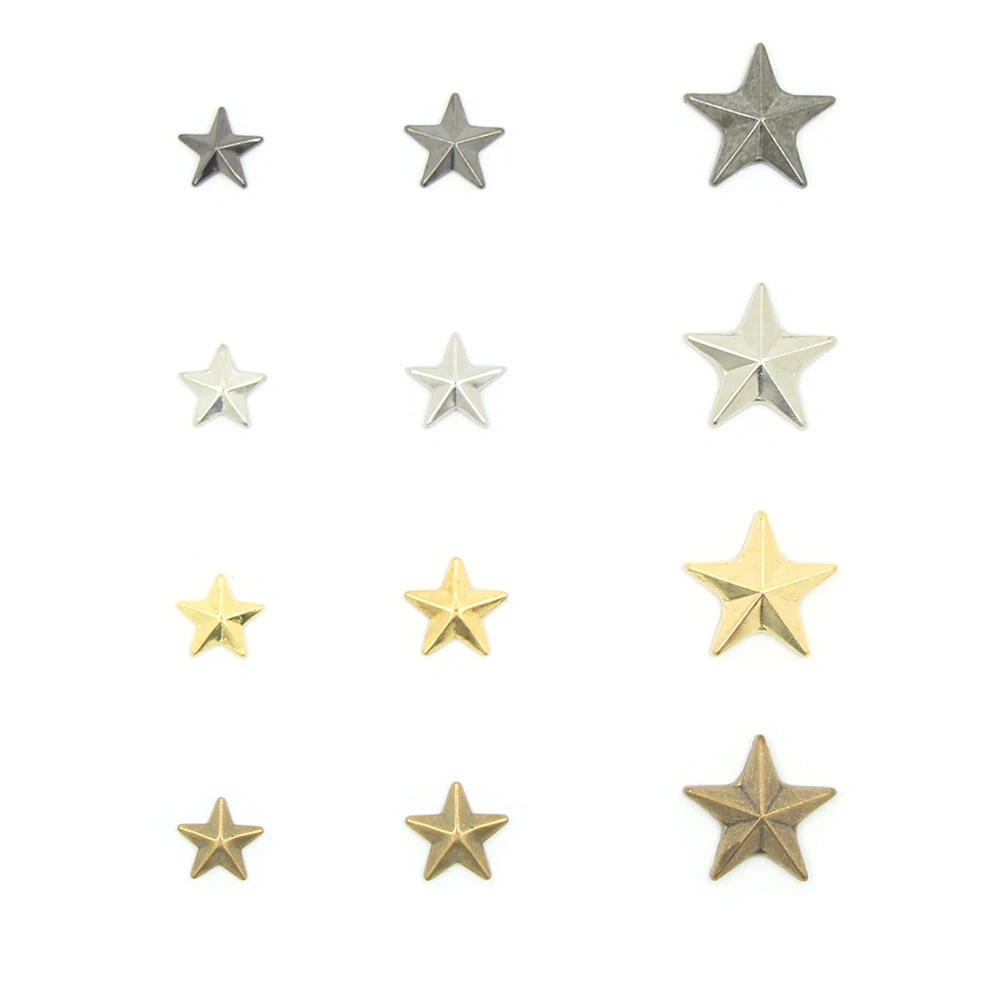 8/10/15MM Hot Fix Rhinestuds Star Shape Iron On Studs Sliver/Gold/Black/Bronze Flat Back Rivets For Clothes 100pcs