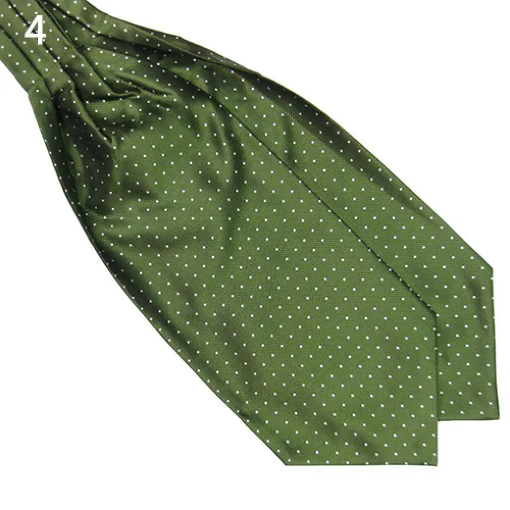 Corbata de Ascot con estampado de lunares para hombre, corbata de cuello, bufanda de mezcla de seda, moda