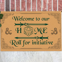 HX Flannel Floor Mats 3D Graphic Welcome To Our Home Roll for Initiative Outdoor Doormat Funny Door Mat