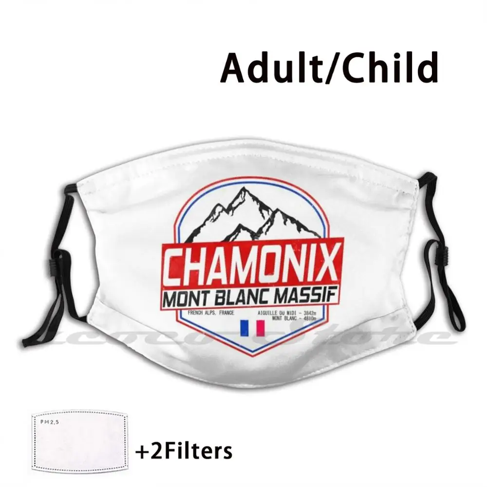 Retro Ski Chamonix Mont Blanc Frankreich Skifahren Und Mountain Biking Paradise Waschbar Trending Angepasst Pm 2,5 Filter Maske