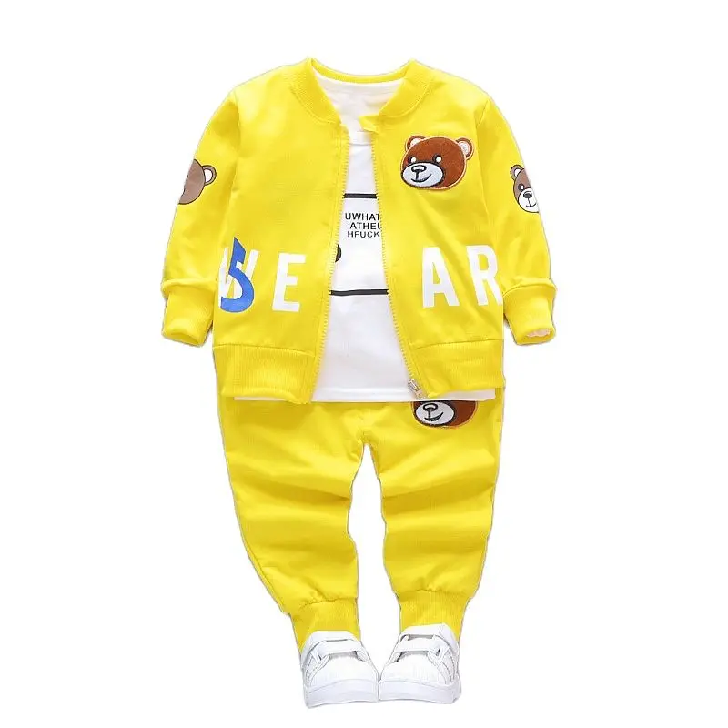 Boys Clothing Sets Children Fashion Cartoon Bear Baby T-shirt Vest Coat And Pants Suit 2pcs Outfits Kids Sport Suit1-4 years