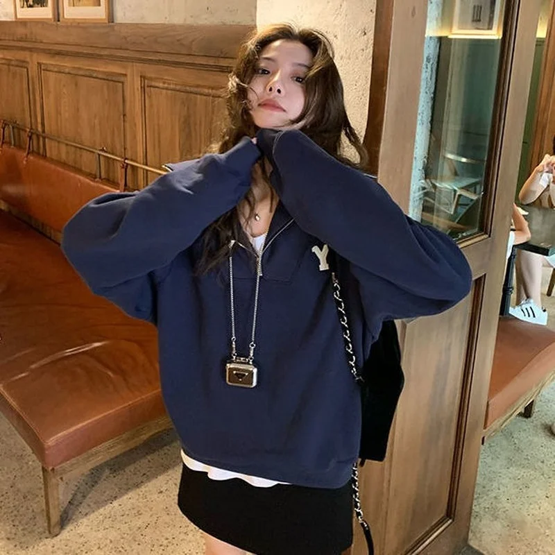 Sweatshirts Women Spring All-match Simple Popular Vintage Prevalent Clothing Students Holiday Newest Chic Daily College Ulzzang