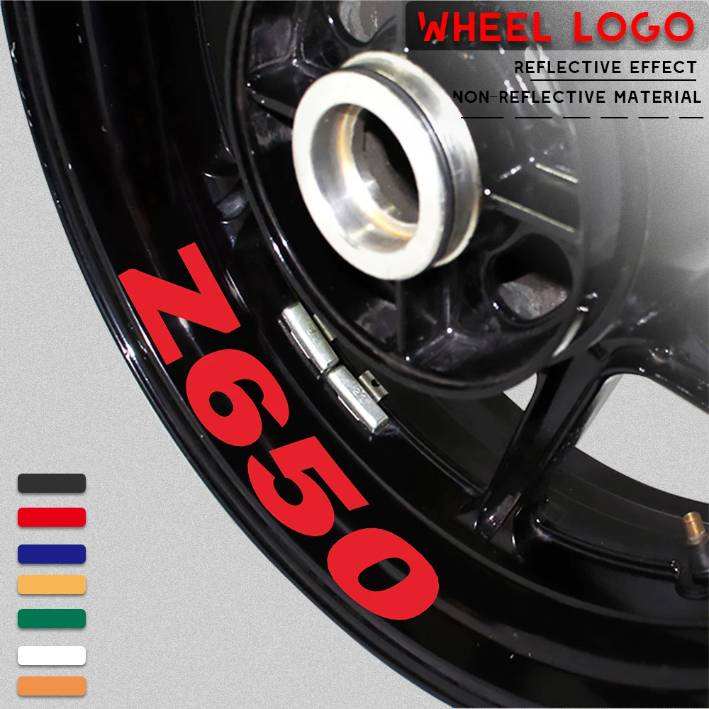 Motorcycle wheel logo sticker reflective moto rim tire accessories decorative decals for KAWASAKI Z650 z 650