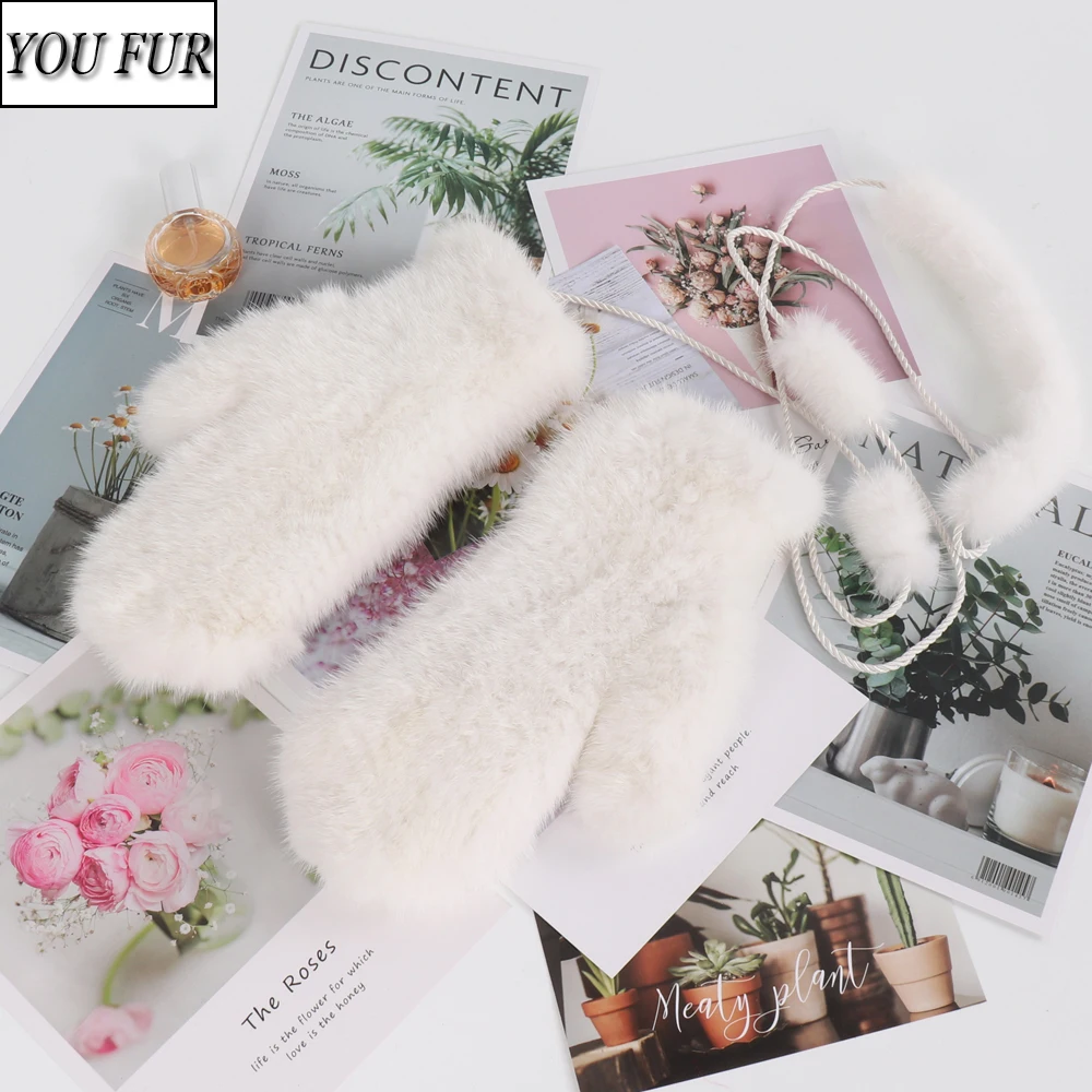 

New Arrival Women Fashion Real Mink Fur Mittens Girls Knitted Real Mink Fur Gloves Winter Good Elastic Genuine Mink Fur Mitten