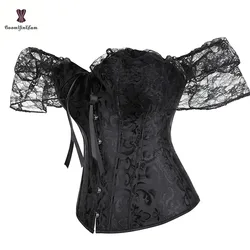 Plus Size S To XXXXXXL Women Outfit Party Costume Wedding Bridal Corset Overbust Punk Style Floral Lace Strap Bustier Top