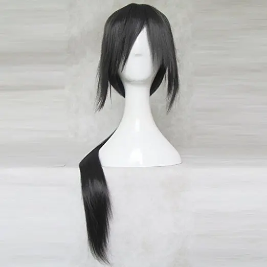 80cm Long Synthetic Cosplay Wig Skunks Aph Black APH Yao Uchiha Itachi Costume Wigs + Wig Cap