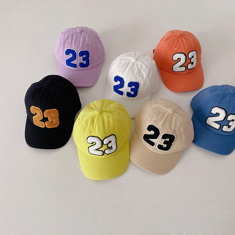 Spring Summer Baby Baseball Hats Cotton Kids Boys Girls Outdoor Sun Hats Fashion Number 23 Pattern Children Peaked Caps