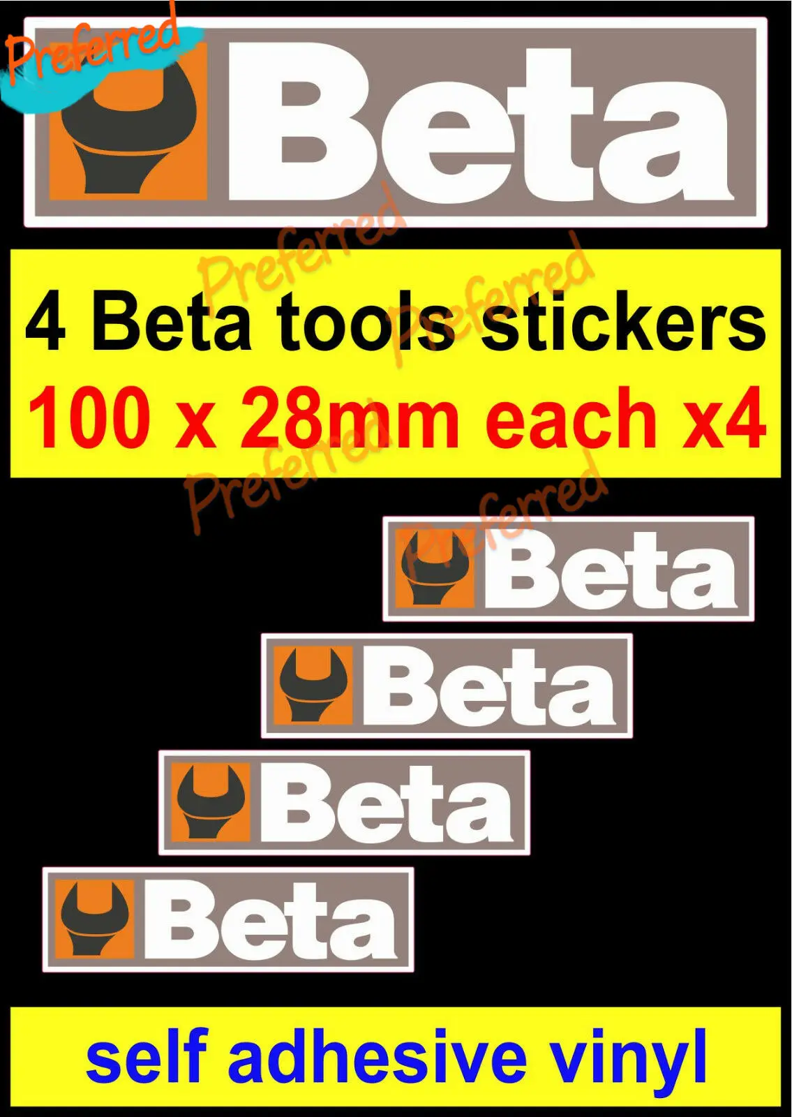 4x Beta Tools Stickers for Motorsport Sponsor Tool Box Workshop Car Van Truck Decal Vinyl Cover Scratches Waterproof PVC Sticker