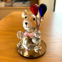 Crystal Bear Paperweight Car Ornament Decor Glass Animal Bear Figurines Home Table Wedding Decor Christmas Gift