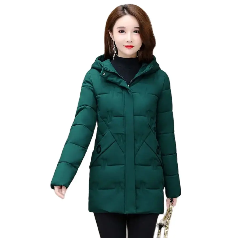 

Overcoat Parka Women's Cotton Coat Mid Long New 2021 Cotton Clothes Winter Female Outerwear Mother Add Velvet Cotton Jacket