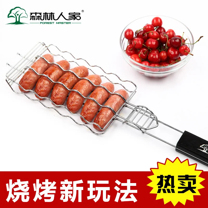 

Barbecue tool large coarse barbecue clamp roasting sausage hot dog vegetable clip ourdoor picnic BBQ grill wire meshes