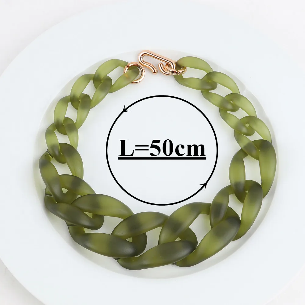 FishSheep New Frosted Olive Green Acrylic Choker Necklace For Women Resin Big Chunky Chain Pendant Necklaces 2021 Fashion Jewelr