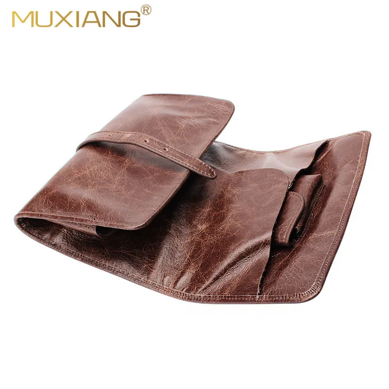 OLDFOX Cow Leather Pipe Smoke Pouch Bag Cigar Bag Portable Holder Pocket for 2 Tobacco Pipe and Smoking Tools Accessories fc0008