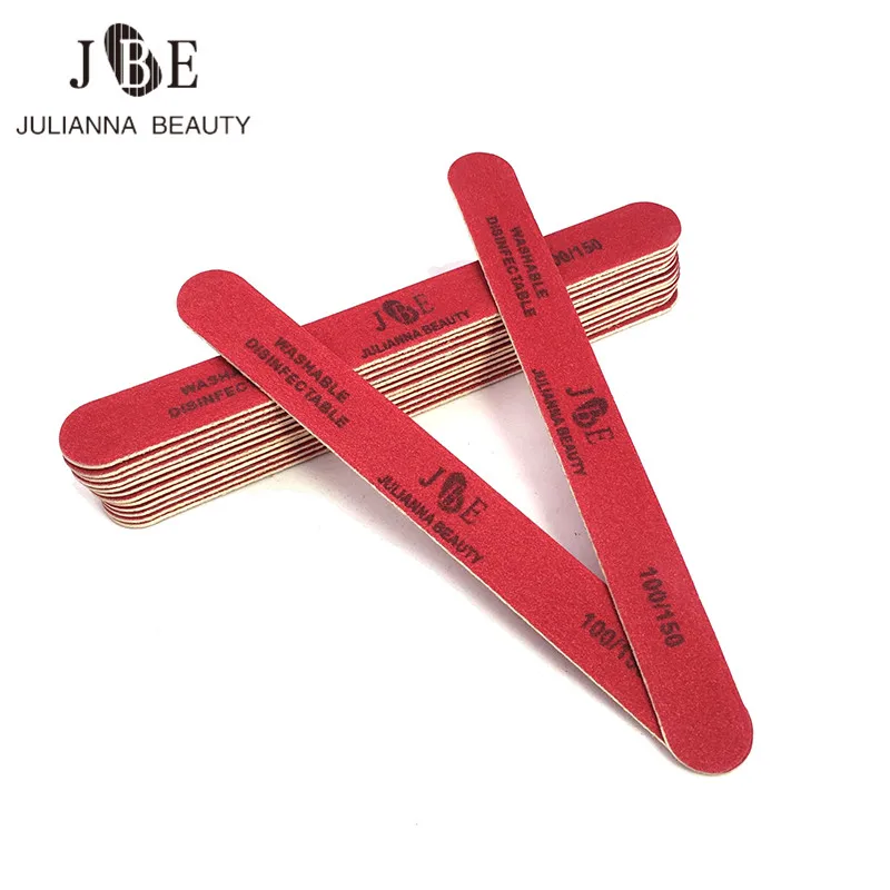 

50Pcs Wholesale Red wooden nail file 100/150 Free Shipping Grinding Shaping Polishing Pedicure Manicure Nails Art Tools