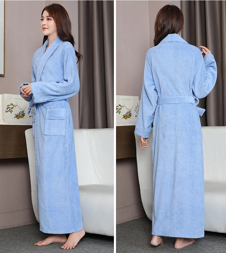 Pijama mujer Toweling Terry Extra long Extra thick Robes Lovers Bath Robe Men Women Nightrobe Sleepwear Casual Home Bathrobe