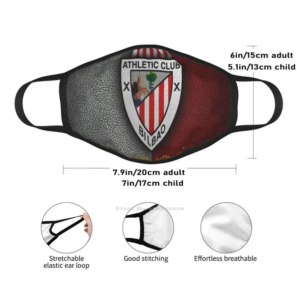 Mascarilla transpirable de algodón suave para Club Atlético, máscaras para la boca de Bilbao, España, Argentina, Bilbao, vasco, Bielsa, Chile, Marcelo, Bielsa, Loco