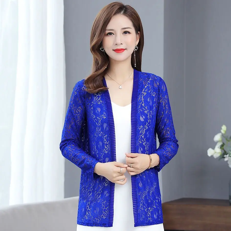 Spring Summer Women Cardigan Long Sleeve Female Cardigans Women Lace Jacket Ladies Shawl Outerwear