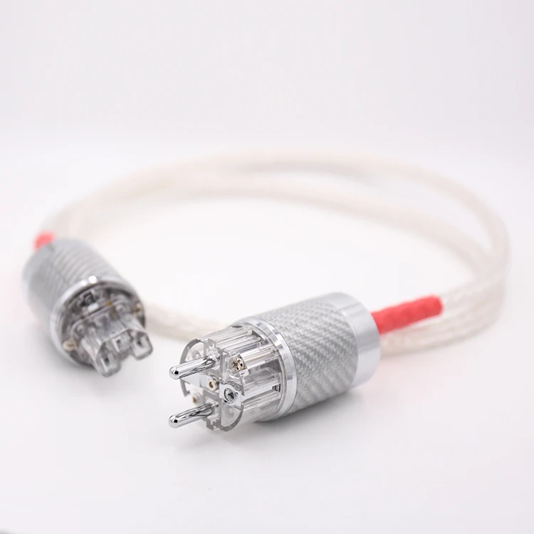 HI-End 8AG Silver Plated OCC Power Cord 16 Strands Schuko AC Power Cable  HiFi Acoustic