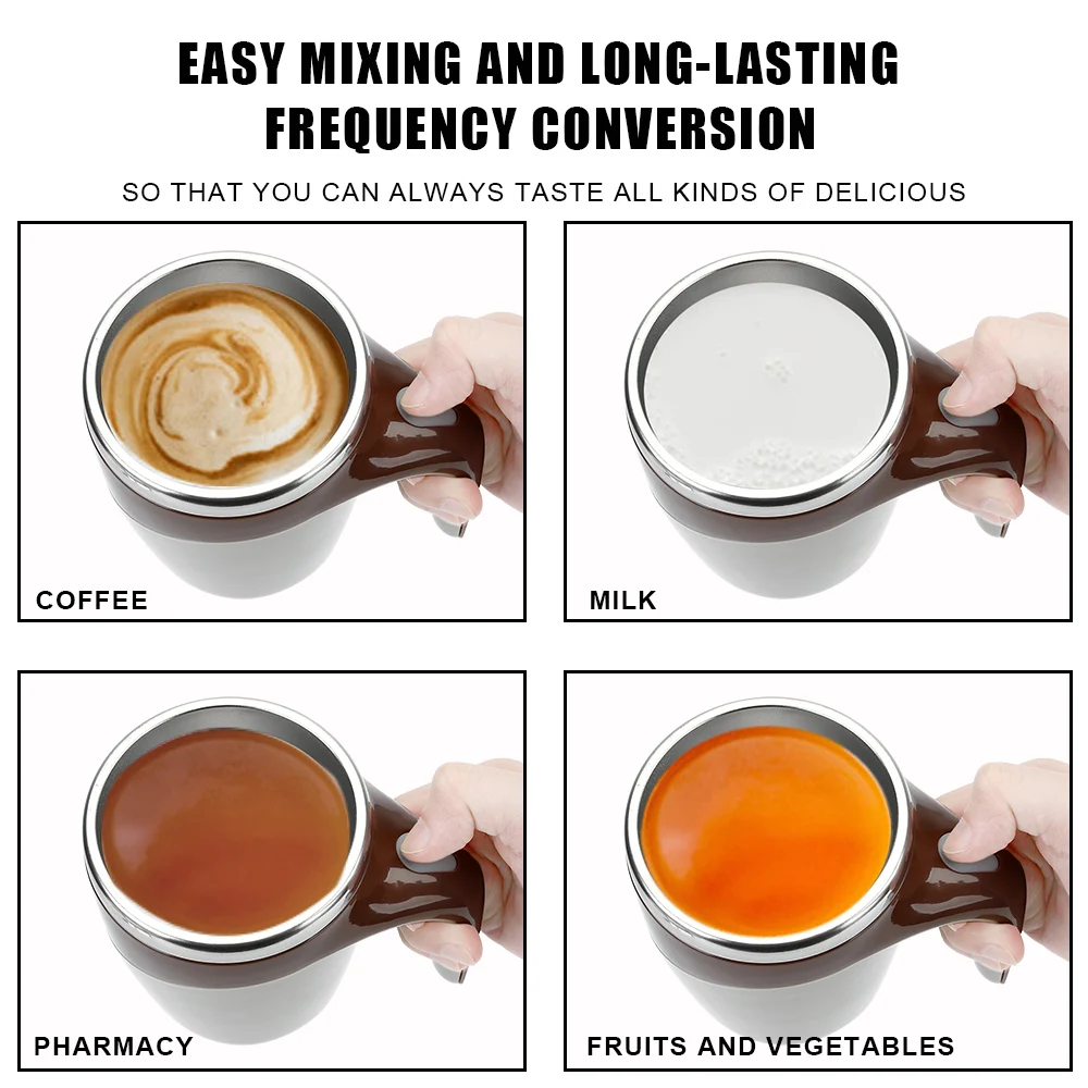 Magnetic Rotating Electric Milk Cup Auto Stirring Cup Lazy Coffee Stirring Cup Warmer Bottle Mark Cup 304 Stainless Steel