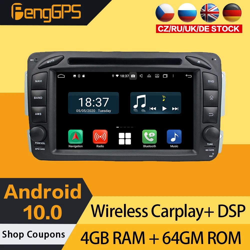 Car CD DVD Player For Mercedes Benz C-Class W203 Android Stereo Touchscreen Multimedia GPS Navigation Radio DSP Carplay 8 Core