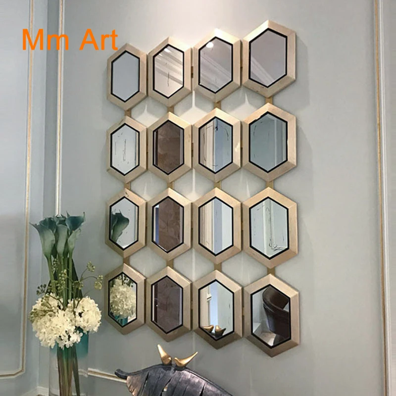 

Living Room Decorative Mirror French Entry Lux Combination Wall Hangings Retro European Creative Background Wall