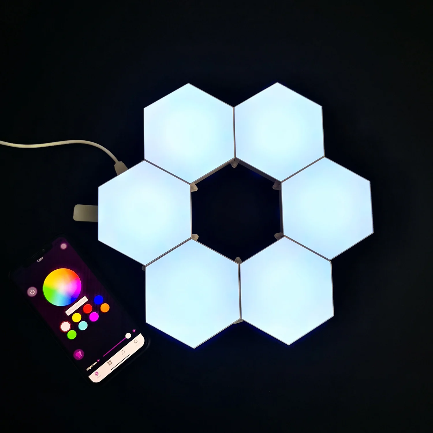 Smart APP Control Hexagon Led Panel Light, Wall Decor Gaming Room,Bedside Pendant Light,Christmas Decorative Illuminares