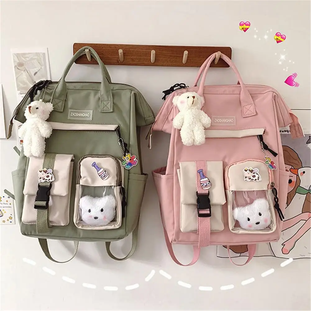 

Student Backpack Large Capacity Waterproof Candy Colors Backpacks Fancy High School Bags for Teenage Girl Cute Travel Rucksack