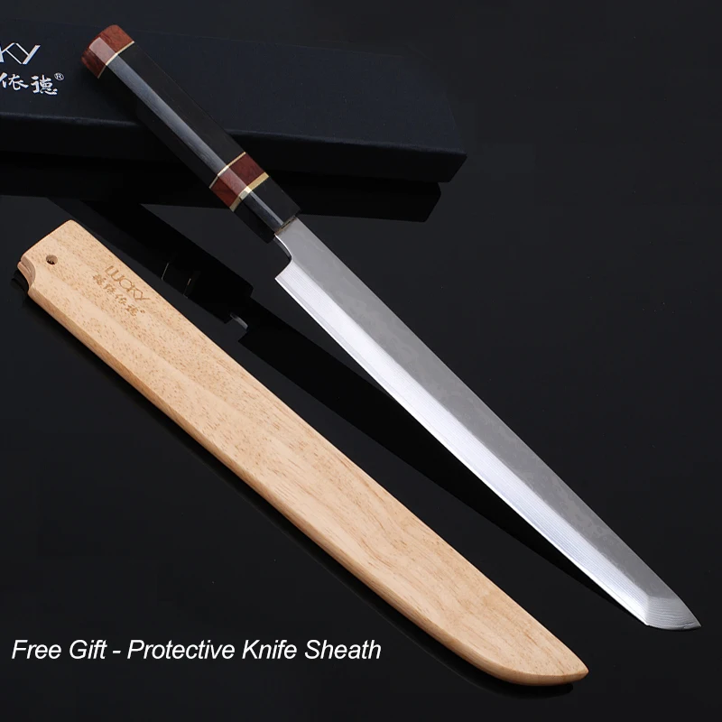 10.5inch Japanese VG10 Damascus Steel Fish Fillet Sushi Sashimi Yanagiba Knife Cooking Tool With Wood Handle Razor Sharp Cover