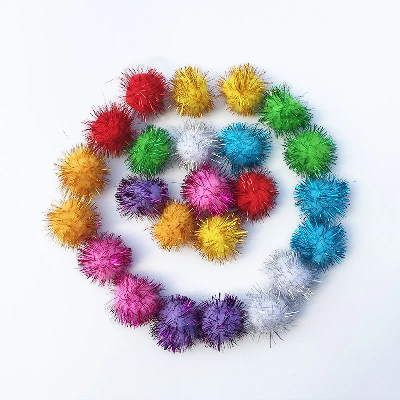 10/15/20/25/30mm Glitter Pompom Balls Furry Pompon DIY Crafts Pompones Furball Christmas Weeding Home Decor Sewing Materials 20g