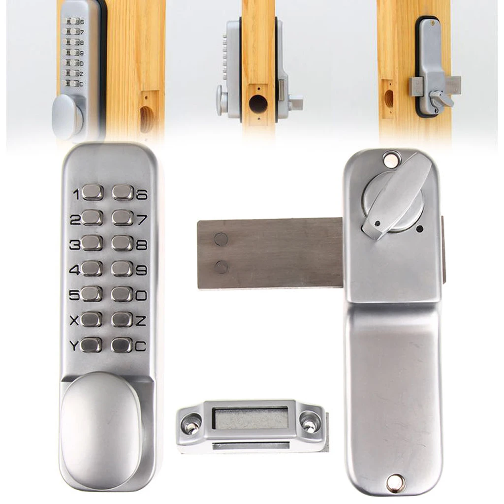 Password Button Door Latch Lock Pad Code Combination Accs Mechanical Keyless Doorknob Right Left Hand for Garage Office Gate