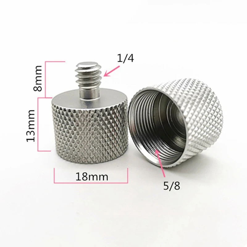 RISE-6 Pcs 5/8 Inch Female to 1/4 Inch Male Threaded Screws Microphone Screw Adapter for Mic Microphone Stand Clamp (Silver)