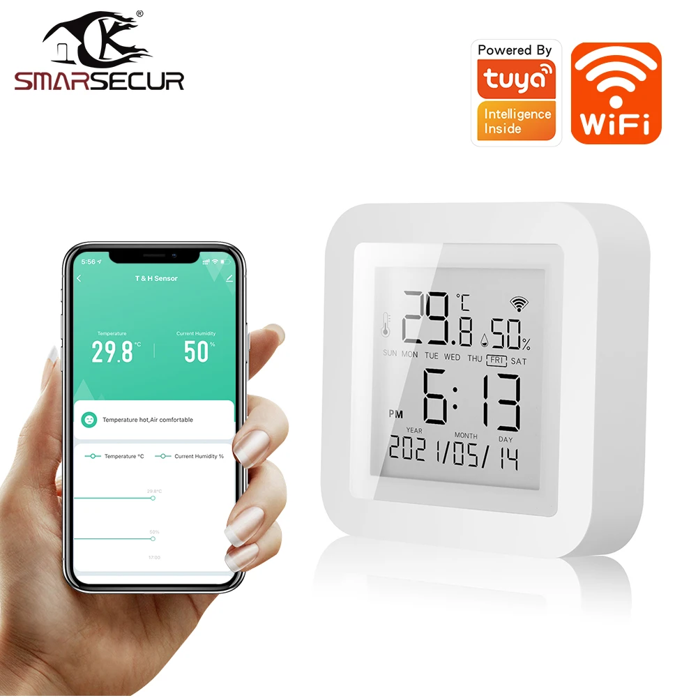 Tuya Smart home WiFi Temperature Humidity Accuracy T&H Sensor with display