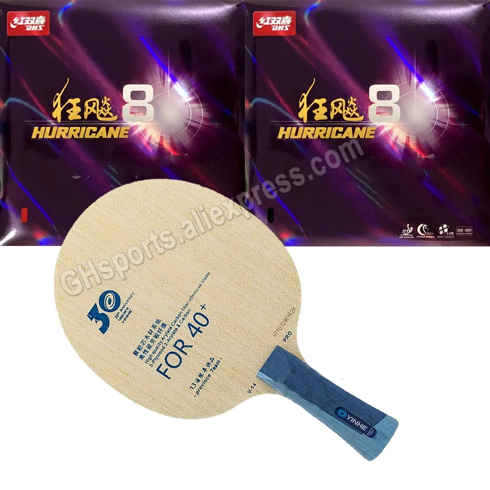 Pro Combo Galaxy YINHE Version V-14 V14 pro Table Tennis Blade With 2x DHS Hurricane 8 Rubber With Sponge Long Shakehand FL