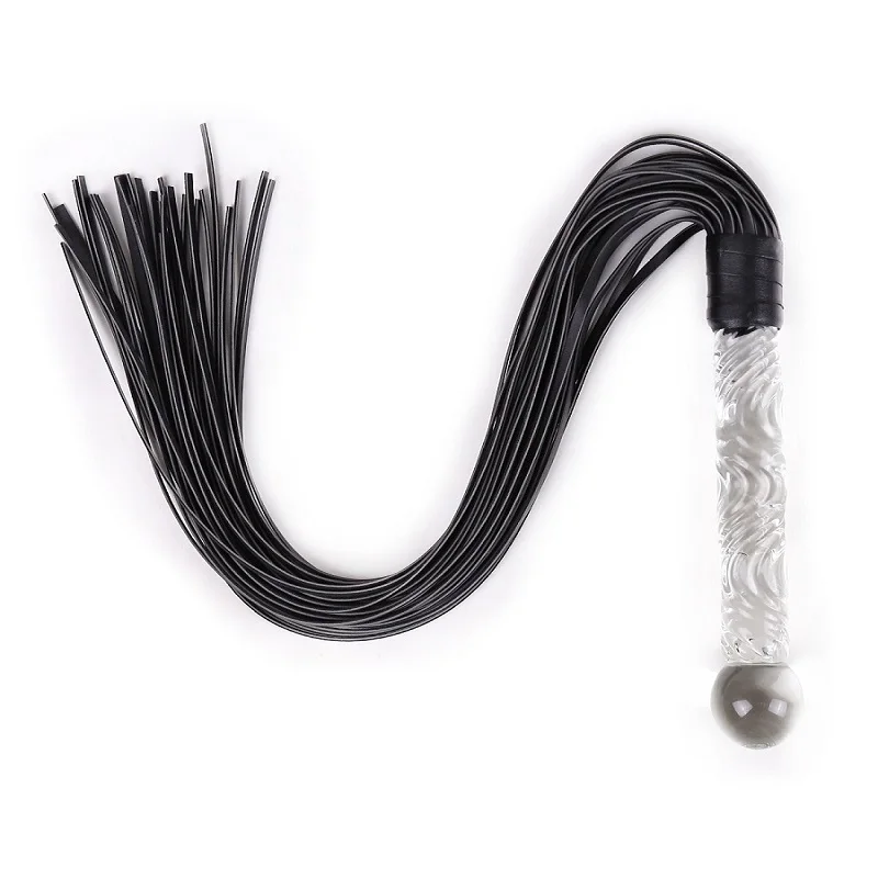 

Purple Leather Pimp Whip Glass Handle Anal Plug Racing Riding Flogger Queen Bdsm Bondage Sex Toys Sex Toys for Couples