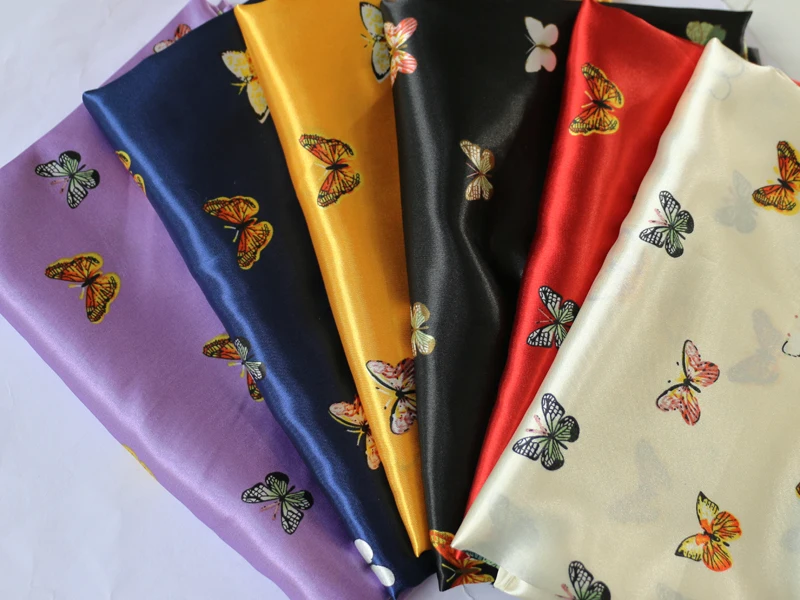 By Meter Soft Silky Satin Material Charmeuse Fabric Lining Scarf DIY Tissu Butterfly