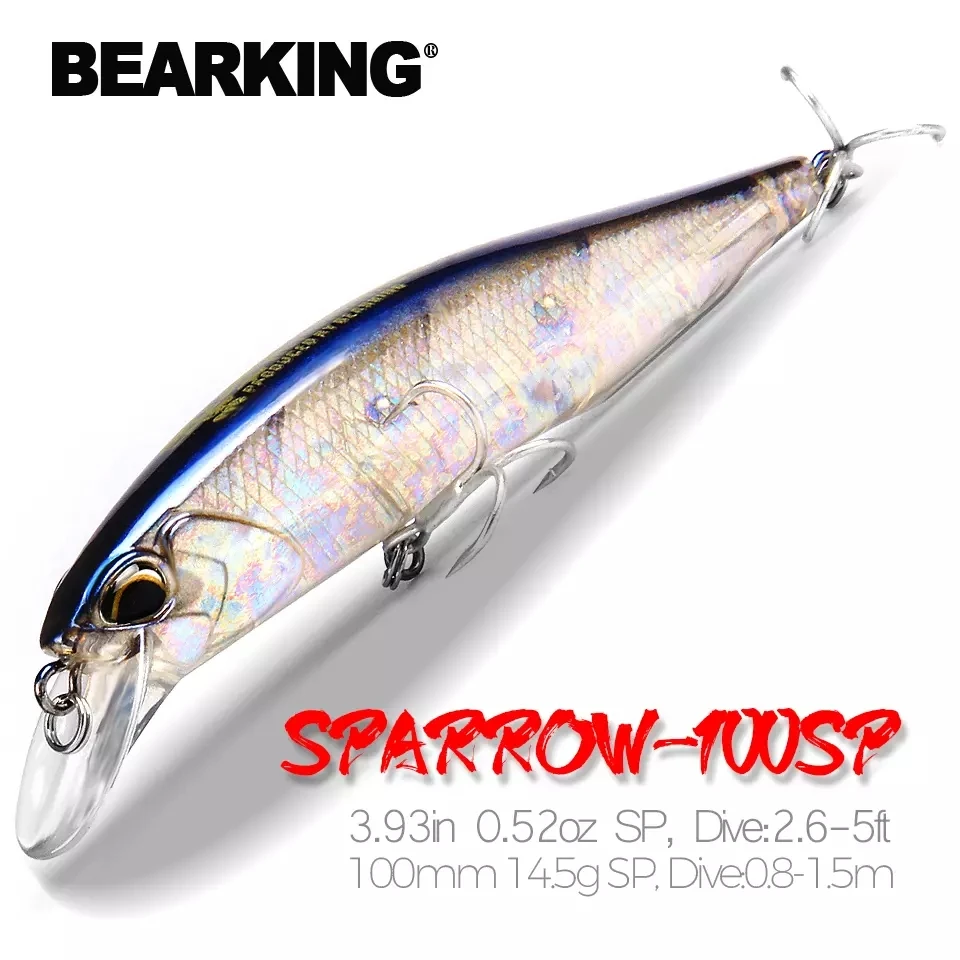 Bearking 10cm 15g heißer modell angeln lockt harten köder 14 farbe für wählen minnow qualität professionelle minnow tiefe 0,8-1,5 m