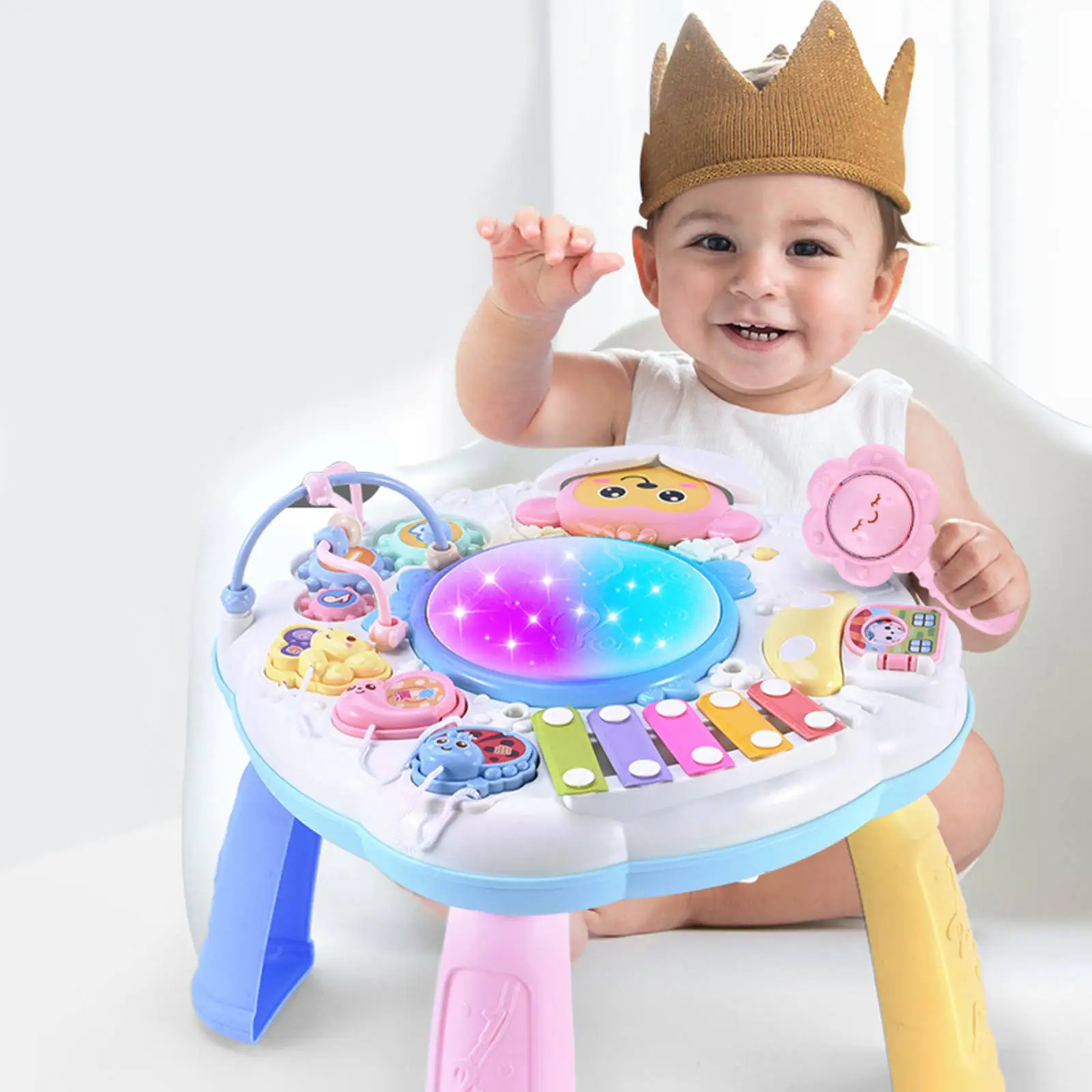 Mesa de aprendizaje de instrumentos musicales para bebés, centro de actividades de estudio educativo temprano para niños, juego de rompecabezas de